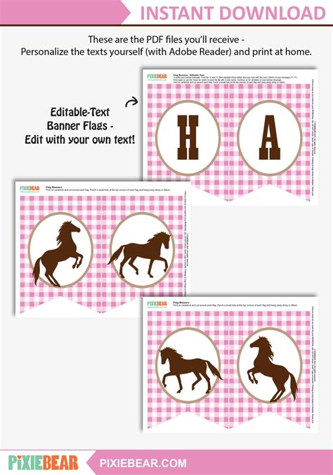 Horse Birthday Banner Printable Horse Banner Horse Party Etsy