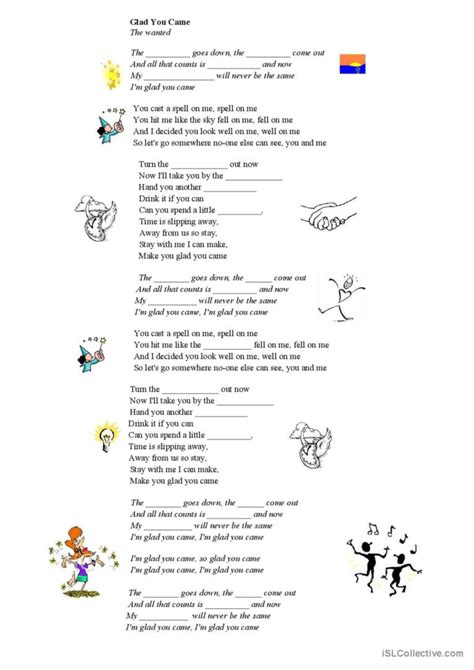 Glad you came song and nursery rhym…: English ESL worksheets pdf & doc