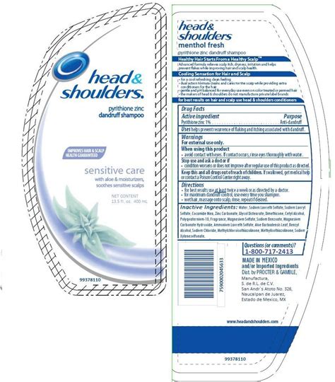 Head And Shoulders Menthol Fresh Pyrithione Zinc Lotion Shampoo