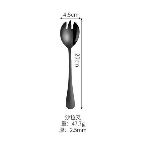 Menagere Salad Fork Service De Table En Acier Inoxydable Noir Miroir