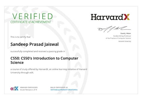 Cs50 Certificate Pdf