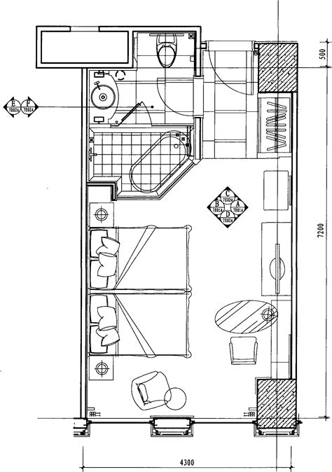 七层标准双人房平面布置图 1 50 五星级酒店设计施工 图片
