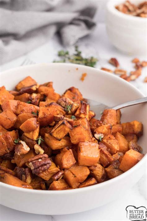 Brown Sugar Roasted Sweet Potatoes Butter With A Side Of Bread