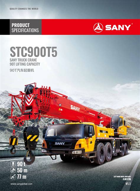 Sany STC900T5 Hydraulic Truck Crane Load Chart Capacity Specs Free