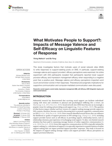 Pdf What Motivates People To Support Impacts Of Message Valence And