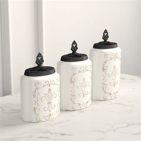 Kelly Clarkson Home Fleur De Lis 3 Piece Kitchen Canister Set And Reviews Wayfair