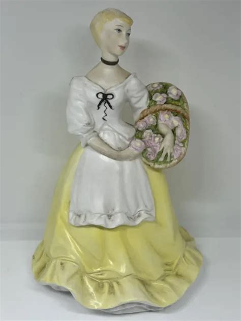 Vintage Royal Worcester Spring Fair Figurine Yellow Dress