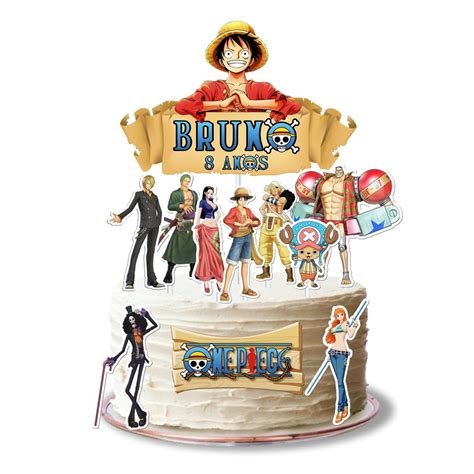 Topo De Bolo One Piece Personagens Personalizado Nome Idade