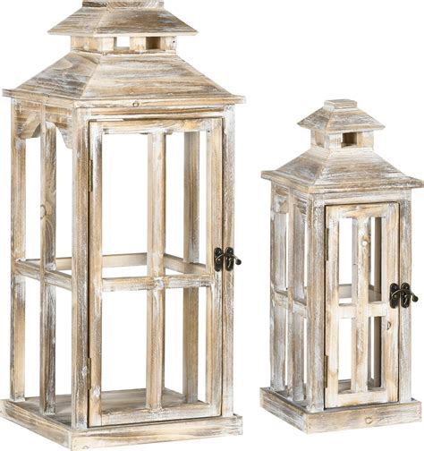 Amazon Homcom Pack Large Rustic Wooden Lantern