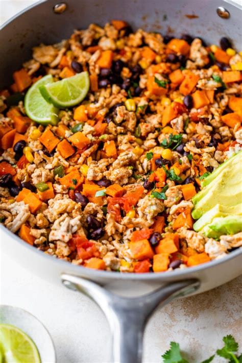 Ground Turkey Skillet With Sweet Potatoes And Black Bean