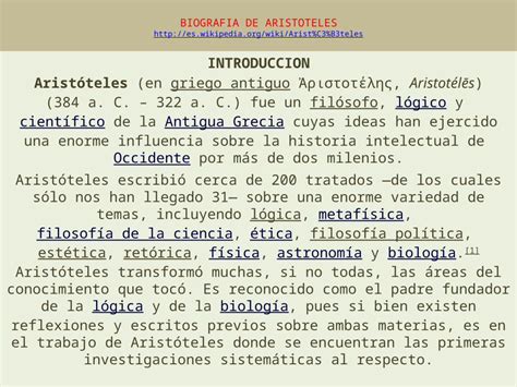 PPTX BIOGRAFIA DE ARISTOTELES Es Wikipedia Wiki Arist C3 B3teles