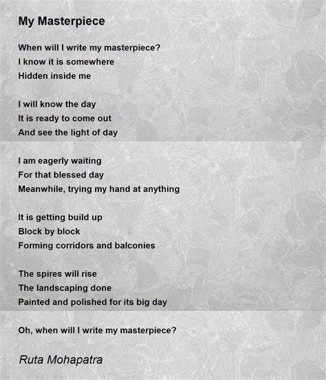 My Masterpiece My Masterpiece Poem By Ruta Mohapatra