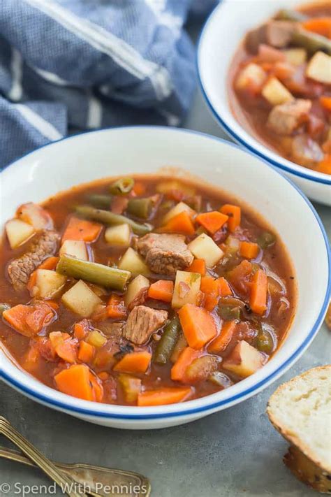 Slow Cooker Vegetable Beef Soup Or Stovetop Spend With Pennies