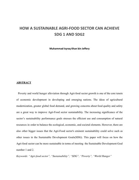 PDF HOW A SUSTAINABLE AGRI FOOD SECTOR CAN ACHIEVE SDG 1 AND SDG2