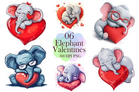 Sleeping Elephant Valentine Clipart Graphic by SR Design · Creative Fabrica