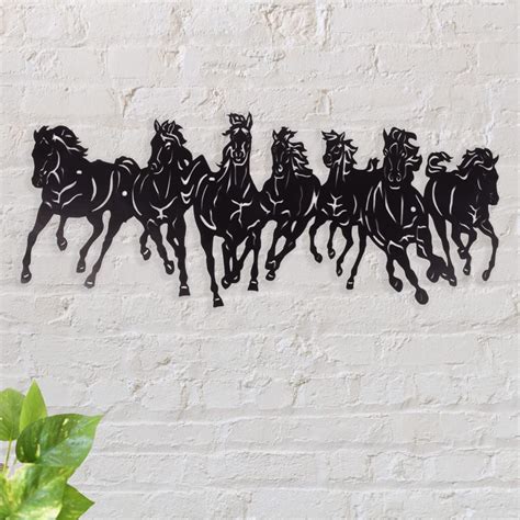 Dlein Metal Seven Running Horse Wall Art Decor For Living Room Antique