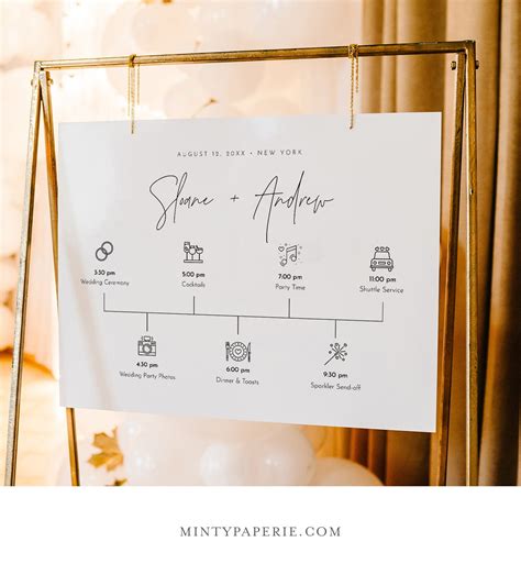 Minimalist Welcome Sign Template Printable Wedding Day Timeline With