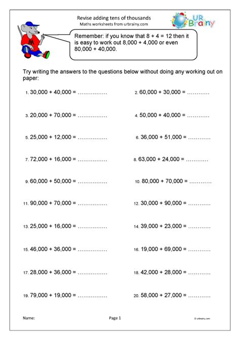 Revise Adding Tens Of Thousands Number And Place Value For Year Worksheets Library