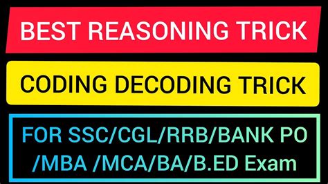 Coding Decoding Trick Reasoning Tricks For BA BALLB MBA MCA BEd SSC