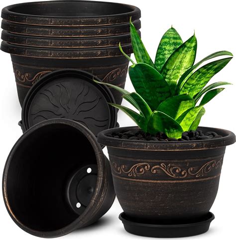 Qcqhdu Plant Pots Packs Inch Planters With Drainage Hole Saucer