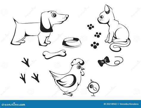 Set of pets stock vector. Illustration of mammals, bone - 35218942