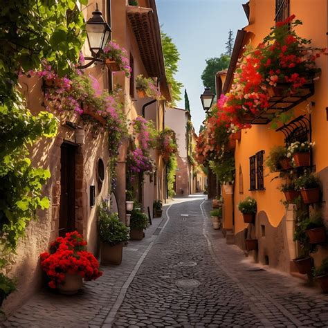 Premium Ai Image A Narrow Cobbled Alley In A Historic European Town