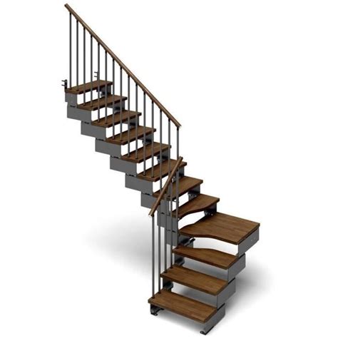 Escalier Quart Tournant Marches En Bois Massif Noyer Structure En