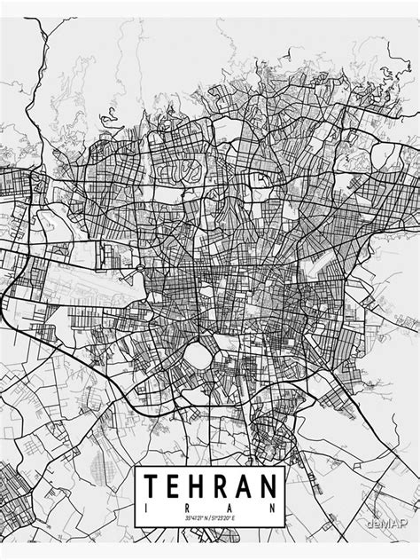 Tehran City Map Of Iran Light Poster For Sale By Demap Map City