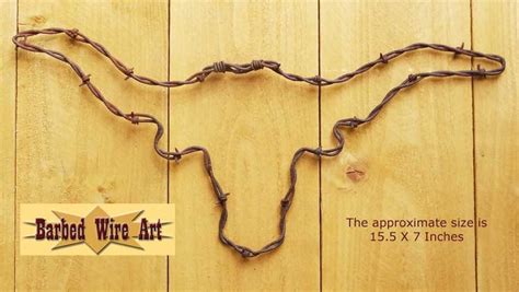 Longhorn Handmade Metal Decor Barbed Wire Art Country