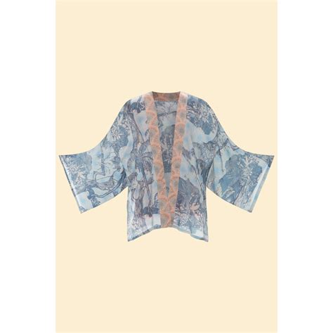 Powder Tropical Toile Kimono Jacket Denim Petal Edmonds