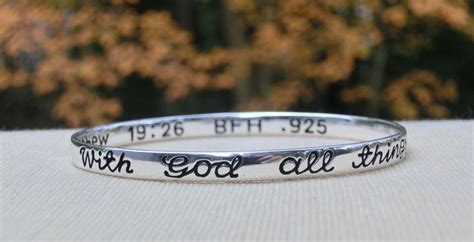 Sterling Silver Bangle Bracelet Scripture Verse Matthew 19 26 With