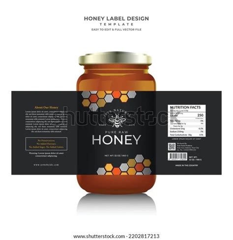 Honey Label Packaging Black White Label Stock Vector Royalty Free