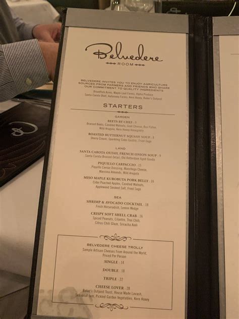 Menu at Belvedere Restaurant, Bakersfield