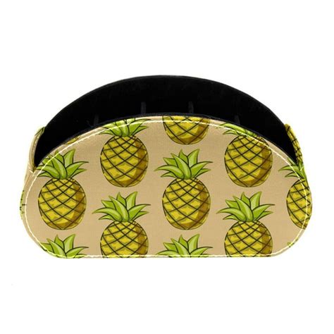 Ownta Pineapple Pattern Yellow Pattern Pvc Leather Brush Holder With