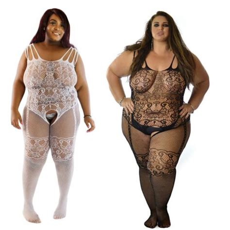 Uk Plus Size 6 28 Fishnet Bodysuit Bodystocking Lingerie Open Crotch