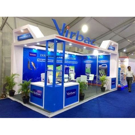 Blue And White Two Side Open Exhibition Booth Size 5 X 4 Meter Rs