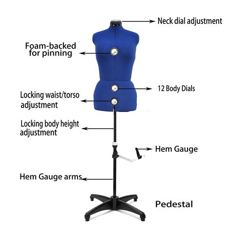 Blue Dials Female Fabric Adjustable Mannequin Dress Form For Sewing