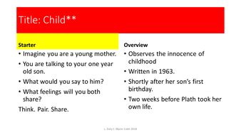 Child Sylvia Plath | Teaching Resources