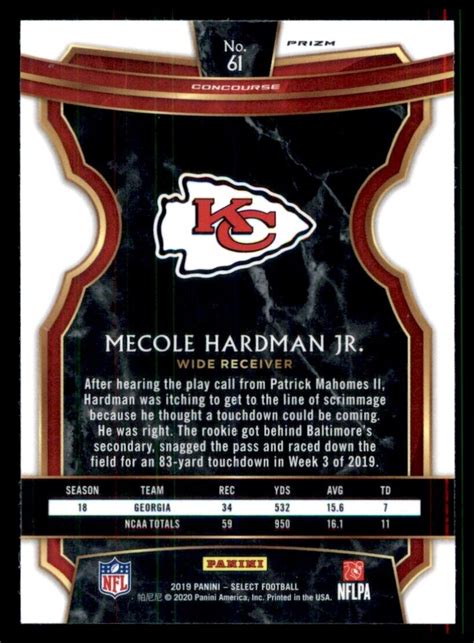 2019 Panini Select Concourse Silver Prizm 61 Mecole Hardman Jr RC