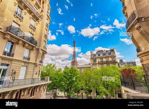 Paris France City Skyline At Eiffel Tower And Old Architecture Building