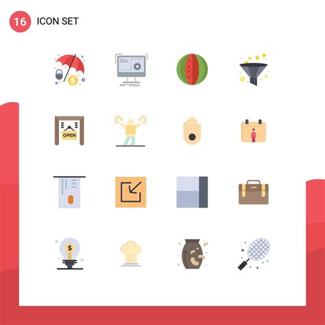 Conjunto De Pictogramas De 16 Colores Planos Simples De Filtro De