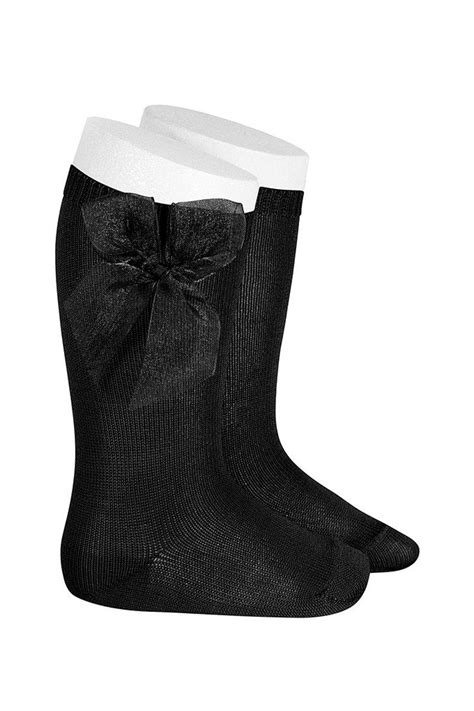 Condor Black Tulle Bow Knee High Socks Millie And John