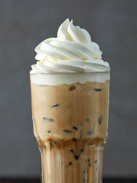 Iced Coffee Latte With Whipped Cream Stock Photo Image Of Frozen