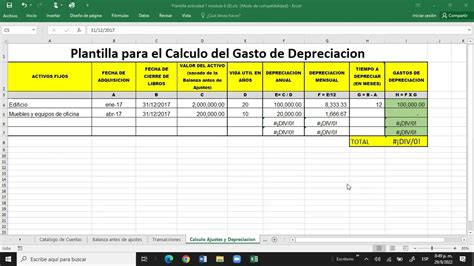 Explicación De Cálculo De La Depreciación Primer Registro Youtube