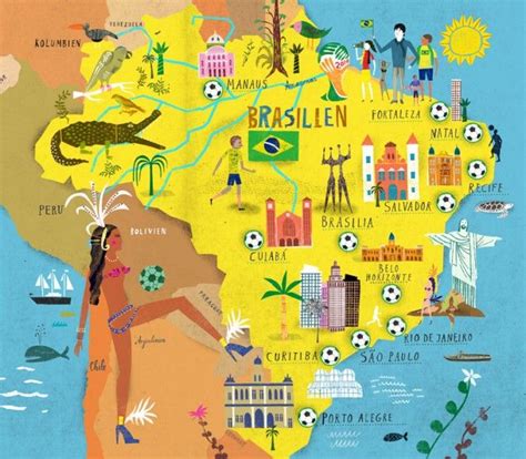 Martin Haake Illustrated Map Map Brazil Map