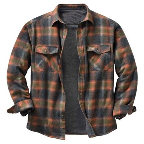 Wholesale Grey And Orange Flannel Jacket Lined Flannel Shirt Mens Flannel Shirt Mens Flannel