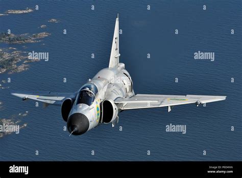 Saab Ajs 37 Viggen Of The Swedish Air Force Historic Flight Stock Photo