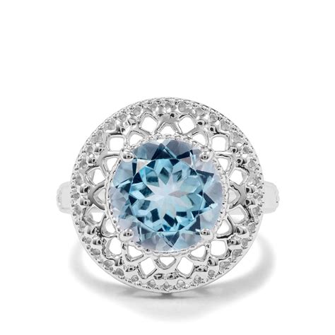 360ct Sky Blue Topaz Sterling Silver Ring Gemporia