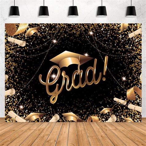 Glitter Golden And Black Happy Graduation Backdrop In 2022 Graduation Backdrop Happy