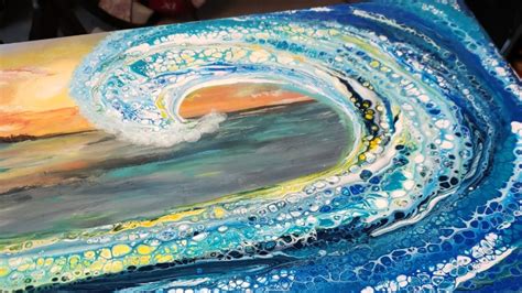 Acrylic Wave Sunset Ocean Waves Painting Acrylic Pouring Waves